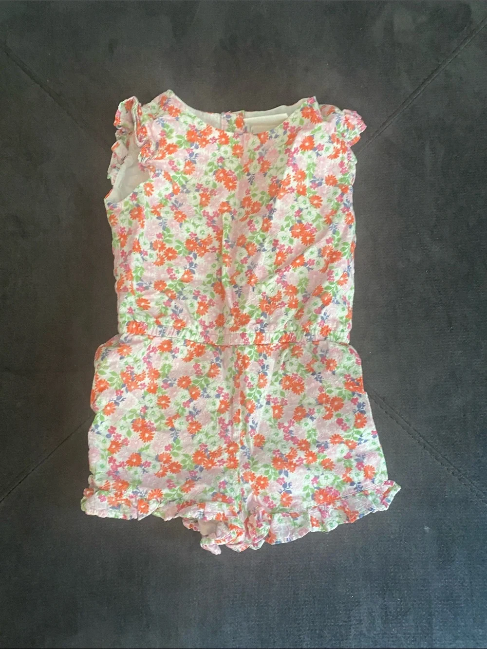 Gymboree Floral Ruffle Romper - Pink, Orange, Green